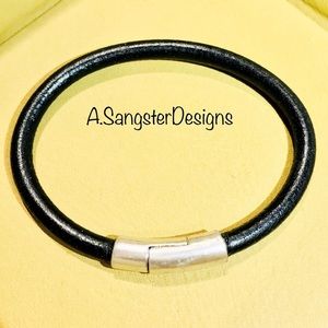Men’s Bold Leather + Sterling Silver Bracelet